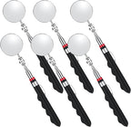 6 Pcs Extended Handle Telescopic Mirror Set - Car Inspection Mirror, 50mm Diameter, Round Handle, 360-Degree Rotation, Stainless Steel Universal Folding Telescopic Round Mirror (Black)