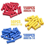 600 PCS Butt Splice Crimp Connectors Qibaok Insulated Electrical Straight Wire Terminal Connectors 10-22AWG