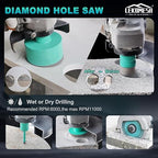 Tile Hole Saw Kit for Porcelain Tile-(6/8/10/25/35/50/75/125mm+Finger Bit+Chamfer Bit+Adapter+Tile Blade) Diamond Tile Drill Bits Precision Cutting for Ceramic Marble Granite,5/8"-11 Thread