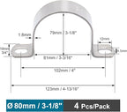 OD 3-1/8" Conduit Clamp 304 SS Pipe Support U Bracket, Tube Clamp for Large Cable/Water Pipe/Pipe, Heavy Duty Strap Clamps | OD 3-1/8" | 4 pcs