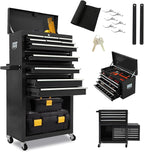 13 Drawers Tool Chest with Wheels,Large Capacity Tool Storage Cabinet with Removable Top Toolbox, Locking Mechanical Tool Cart with Liner,Suitable for Garages, Warehouses-Black