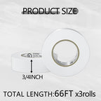 SWRT 0.75 in x 66 FT UL/CSA Listed White Electrical Tape 7 mils -600V, 3 Pack White Electric Tape Flame Retardant, Strong Adhesive, for Home DIY Electrical Repairs Professional Installations