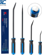 ROTATION 4-Piece Heavy Duty Pry Bar Set with Thicker Hammer Strike Cap and Angled Tip – Ideal for Automotive Repair, Demolition, Nail Pulling