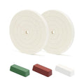 SCOTTCHEN 6inch Buffing Polishing Wheels 1/2" Arbor Hole,2 Pcs Fine (40Ply) for Bench Grinder,with Buffing Polishing Cutting Compound 4 Oz.Kit