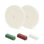 SCOTTCHEN 6inch Buffing Polishing Wheels 1/2" Arbor Hole,2 Pcs Fine (40Ply) for Bench Grinder,with Buffing Polishing Cutting Compound 4 Oz.Kit