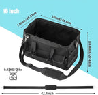 Tool Bag, Heavy Duty Tool Bag 16-Inch, Portable Tool Bags Organizer, Waterproof Soft Handle & Padded Large Zipper Carrying, Black