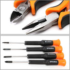 DNA MOTORING 37pcs Handheld Tool & Complete Drill Bits Set, Home Repair Tool Set, Screwdriver, Pliers, Ratchet Bit Driver kit, Maintenance Tools kit, Orange/Black, TOOLS-00035
