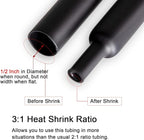 1/2 Inch (Diameter) 3:1 Dual Wall Adhesive Heat Shrink Tubing, Large Glue Lined Marine Cable Sleeve Tube, Premium Wire Wrap Protector for DIY by MILAPEAK (4 ft, Black)