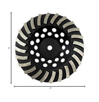 Benchmark Abrasives 7 Inch Concrete Grinding Wheel Threaded Swirly Turbo Diamond Cup Wheel with 5/8"-11 Arbor Hole for Masonry, Marble, Natural Stone, Concrete - Angle Grinder Attachments (7”)