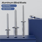 110pcs 3/16" x1" Aluminum Blind Rivets, 4.8 x 25mm Pop Rivets,Rivets for Metal,Silver