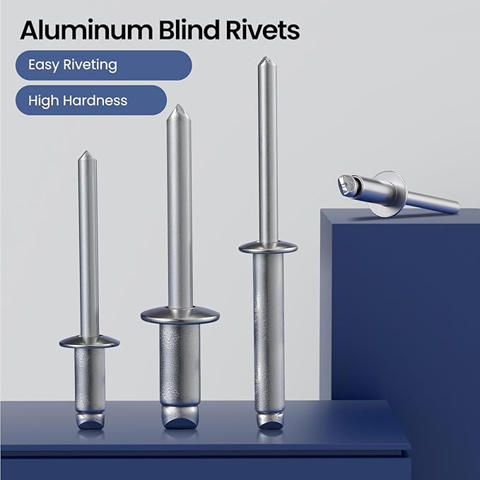 145pcs 3/16" x5/8" Aluminum Blind Rivets, 4.8 x 16mm Pop Rivets,Rivets for Metal,Silver
