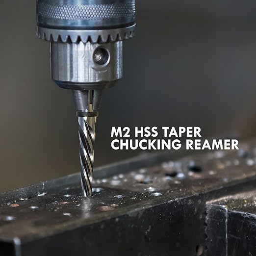 5/8" Bridge Construction Reamer, M2 HSS Taper Chucking Reamer Drill Bit with 5-Spiral Flutes Design for Steel, Alloy, Aluminum, Wood and Plastic