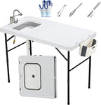 Dragosum 50" Folding Fish Cleaning Table with Foldable Sink, Outdoor Fillet Station Portable Camping Kitchen Station with Smaller Folding Volume, Larger Desktop, Fish Cleaning Kit