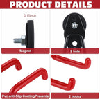Landhoow Large Magnetic Hooks Heavy Duty Garage Magnet Hooks Strong Storage Utility Magnetic Hangers with Anti Slip Rubber Coating for Indoor and Outdoor Hanging(Red,6 Pcs)