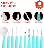 Pumpkin Carving Kit 10 pcs Acua Blue- Halloween Pumpkin Carving Kit Case - Complete Pumpkin Carving Set With Saw Pumpkin Carving Knife - Halloween Pumpkin Carving Tools
