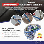 3/8" x 13" Zirconia Sanding Belts for Metal, 3/8 x 13 Inch Zirconia Metal Grinding Sand Paper, 36 PCS 6 Each of 60/80/100/120/180/240 Assorted Grits