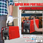 Stick Welder 250A Welding Rods 16 Inches Gloves Welding Machine, Super MINI Welder Portable Hammer, IGBT Inverter Welder Machine 110V, Beginner Hobbyists Home Repairs DIY Projects (Red)