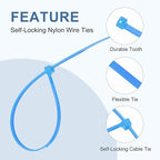 PATIKIL Cable Zip Ties 16 Inch, 100 Pcs Self-Locking Nylon Wire Tie Wraps Heavy Duty Cord Management with 50 lbs Tensile Strength for Indoor and Outdoor, Blue (0.2" W)