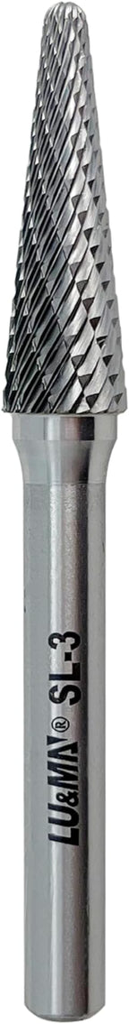 SL-3 Tungsten Carbide Burr Rotary File, Taper Shape Double Cut, 1pc by LU&MN
