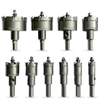 10Pcs TCT Carbide Hole Saw Kit for Metal, 5/8" to 2-1/8" Pilot Drill Bits for Metal, Tungsten Carbide Hole Cutter Set, Titanium-Plated Stainless Steel for Iron, Wood, Plastic