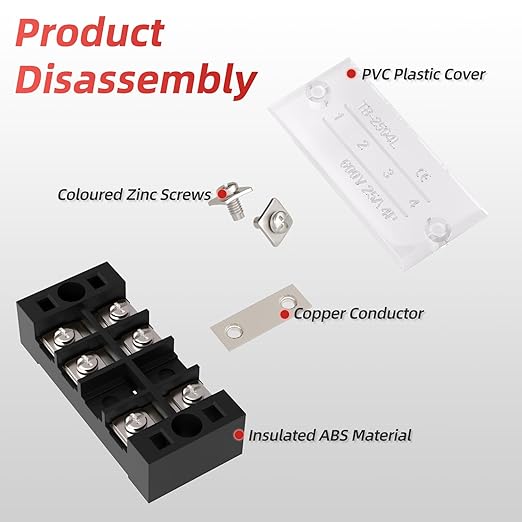 APIELE 15A Screw Terminal Block 12 Position Dual Row Covered 12 Position Pre-Insulated Terminal Barrier Strips (5PCS 15A 12P+10PCS Wiring Strips)