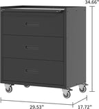 Mobile Tool Storage Cabinet with Wheels,Heavy Duty Rolling Tool Cabinets for Garage,Metal Storage Cabinets with 3 Drawer,Assembly Required