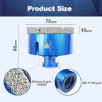 3 Inch Diamond Core Drill Bit for Porcelain Tile Ceramic Marble Granite Drilling,BRSCHNITT 2pcs Vacuum Brazed Diamond Hole Saw with 5/8-11 Thread (75mm 2pcs)