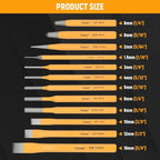 Hoteche 12-Piece Punch and Chisel Set Including Taper Punch, Center Punch, Cold Chisel, Pin Punch with Storage Case for Metalworking and Woodworking