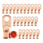 25Pcs 1/0 AWG 5/16" Stud Tinned Copper Ring Terminals Battery Cable Ends Wire Lugs 1/0 Gauge Battery Cable Lugs Heavy Duty Cable Lugs Bare Copper Eyelets Tubular Ring Terminal Connectors