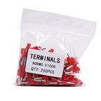 Fidioto 18AWG Pin Cord End Terminals, 250pcs Red AWG18 Wire Ferrules Terminals for Electric, Industrial, Chemical Industry, Power Control System, etc.