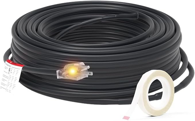 HEATIT 8JHSF1 Self Regulating Pre-Assembled Heating Cable with Spacer and Clips, Heat Tape for Roof Deicing and Pipe Freeze Protection,120V 8W/ft, 3FT