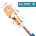 8PCS Battery Cable Ends, 1/0 Gauge Wire Connectors 1/4 Copper Wire Lugs, Bare Copper Eyelets with Heat Shrink Tubing by HOUSUN