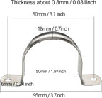 20Pcs Reinforced Rigid Pipe Strap 2 Inch Two Hole Strap U Bracket Pipe Clamps, 304 Stainless Steel Conduit Clamps Tension Tube Clip for Pipes Fixing M50
