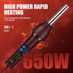 Heat Vinyl Shrink Gun Kit- 650W Portable Digital LED Display Temp Adjustable Auto Cool System Hot Air Pen Electrical Solder Heat Gun for DIY/Crafts/Shrink Wrapping/Vinyl Wrap/Wire Connectors
