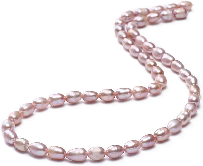 Natural Pearl Beads Rice 5-6mm Purple Freshwater Cultured Loose Gemstone Beads for DIY Jewelry Making 13.8''/Strand HQ