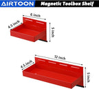 AIRTOON Magnetic Toolbox Tray Set, 4-Piece Magnetic Tool Box Holder, Holds Tools Securely in Place, Powerful Magnetic Tray Set for Shop or Garage, Red