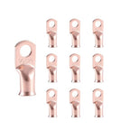 10pcs 1/0 AWG-3/8”(M10) Ring Terminals 0 Gauge Copper Wire Lugs Battery Cable Ends Heavy Duty Battery Cable Terminal Connectors