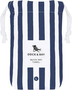 Dock & Bay Beach Towel - Quick Dry, Sand Free - Compact, Lightweight - 100% Recycled - Includes Bag - Cabana - Whitsunday Blue - Extra Large (200x90cm, 78x35)