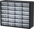 Akro-Mils 24-Drawer Plastic Drawer Storage Cabinet for Garage Organization, Bead Organizer, Building Bricks Storage, Teacher Toolbox, Makeup Organizer, 20-Inch W x 6-Inch D x 16-Inch H, 10124 Black