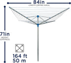 164 FT Umbrella Clothesline Outdoor - Clothes Line Outdoors Aluminum Frame with Ground Socket - Clotheslines for Outside Laundry Drying, Washing Line for Hanging Clothes, Sheets etc.