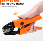 KF CPTEC Ratcheting Crimping Tool for 90° Insulated Flag Terminals, AWG 20-18 & 16-14 – Precision Electrical Terminal Crimper with Adjustable Crimp Force