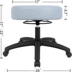 Chair Master 17" Round Vinyl Fabric Stool, Table Height, 360 deg Level Activation, Heavy Duty, Lab, Medical, Garage, Home, Spa, Cleanroom (Standard Nylon, Gray)