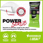 Crocodile Cloth PowerSCRUB Cleaning Wipes – 10 (15" x 10") Dual-Surface Cloths, Heavy-Duty, Moist, Absorbent, & Disposable - Safe on Skin & Multiple Surfaces