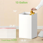 16 Pack Disposable Trash Cans for Parties, 13 Gallon Large Collapsible Garbage Cans, Thick Recycled Cardboard Reusable Recycling Bins for Party Events Camping (13" L x 10" W x 21" H), White