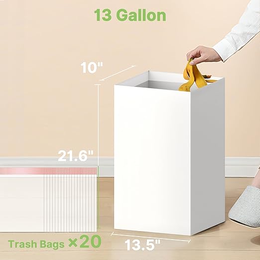 16 Pack Disposable Trash Cans for Parties, 13 Gallon Large Collapsible Garbage Cans, Thick Recycled Cardboard Reusable Recycling Bins for Party Events Camping (13" L x 10" W x 21" H), White