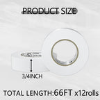 SWRT 12 Pack UL/CSA Listed White Electrical Tape 7 mils -600V, 0.75 in x 66 FT White Electric Tape Flame Retardant, Strong Adhesive, for Home DIY Electrical Repairs Professional Installations
