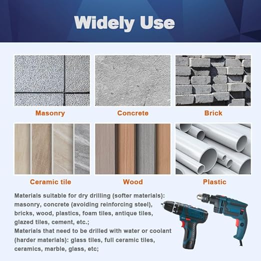 Carbide Drill Bit Set - Dry Drill Bit Set for Masonry, Concrete, Bricks, Wood, Plastic etc(12MM*5Quick-fit Shank)