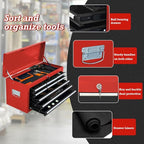 13 Drawer Rolling Tool Chest with Wheels, 2 in 1 Detachable Tool Chest with Drawers, Large Tool Box with Lock, Metal Tool Cabinet for Garage Workshop(Red-Black)