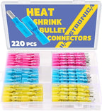haisstronica 220PCS Heat Shrink Bullet Connectors AWG22-10 Male and Female Wire Bullet Terminals Blue Red Yellow Bullet Butt Terminals Kit
