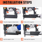 Pneumatic Brad Nailer,18 Gauge,2 in 1 Air Nail Gun Staple Gun,Accepts 2 Inch Brad Nails and Crown 1-5/8 inch Staples,with Carrying Case and 1000pcs Nails,for Carpentry, DIY,Woodworking
